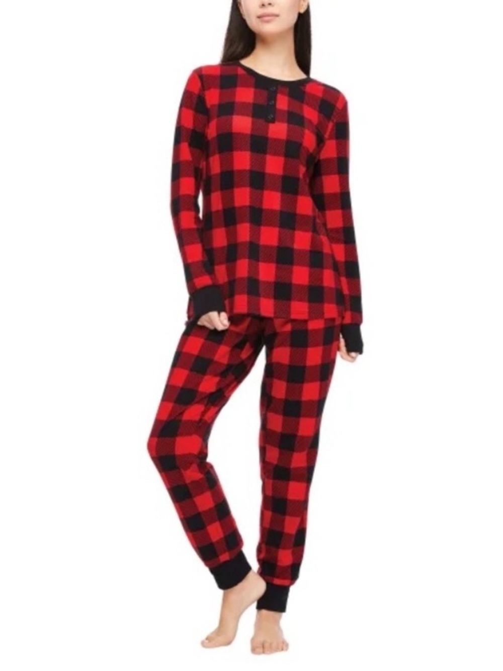 Jammin Jammies Pajama Set Red and Black Plaid Cotton Blend Medium